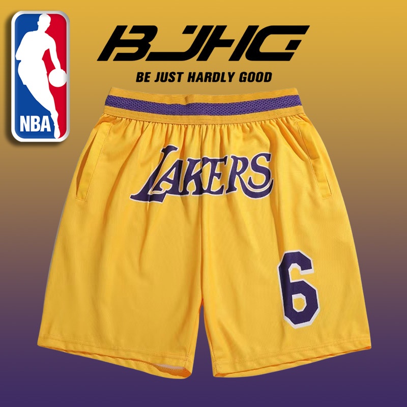 Basketball Jersey Shorts For Men Los Angeles Lakers Shorts NBA Jersey Yellow Shorts Casual Shorts Shopee Philippines