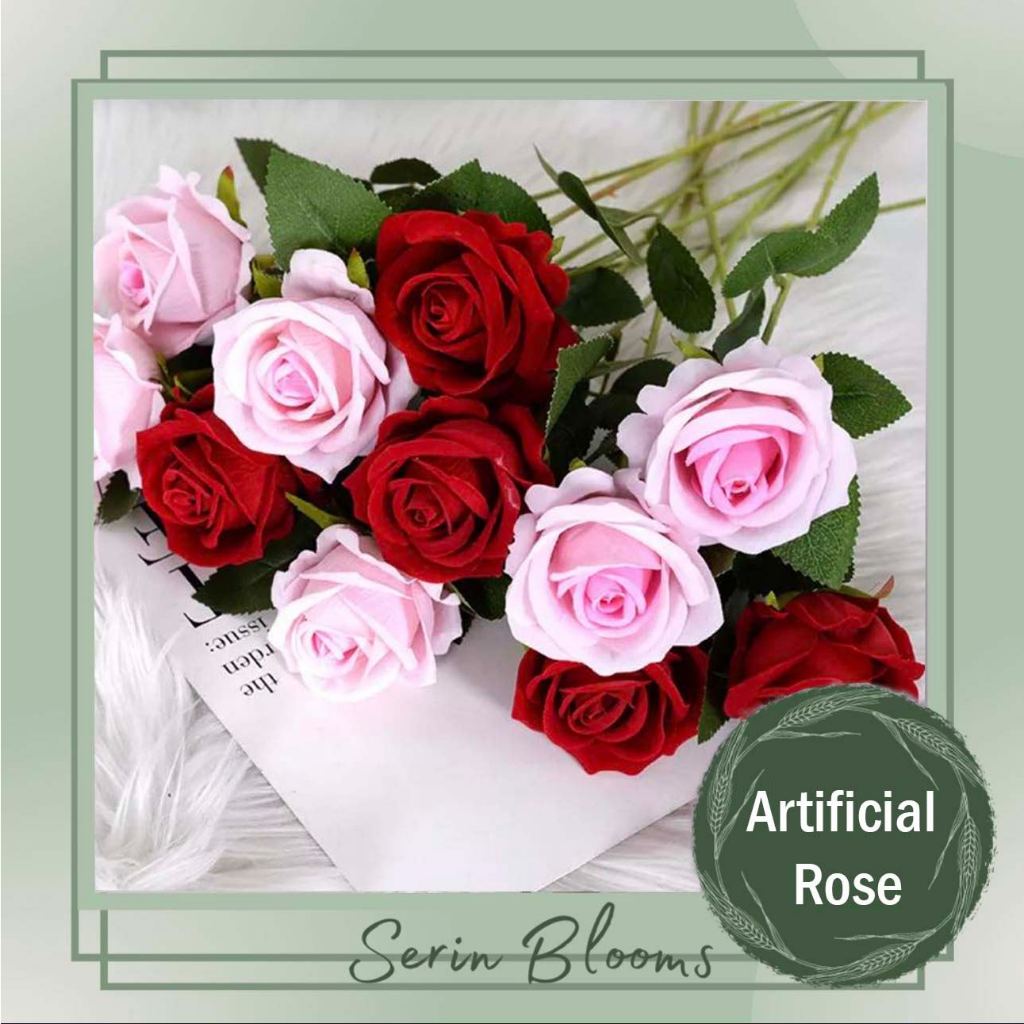 Artificial Rose High Quality Velvet Rose cloth rose (sold per pc and ...