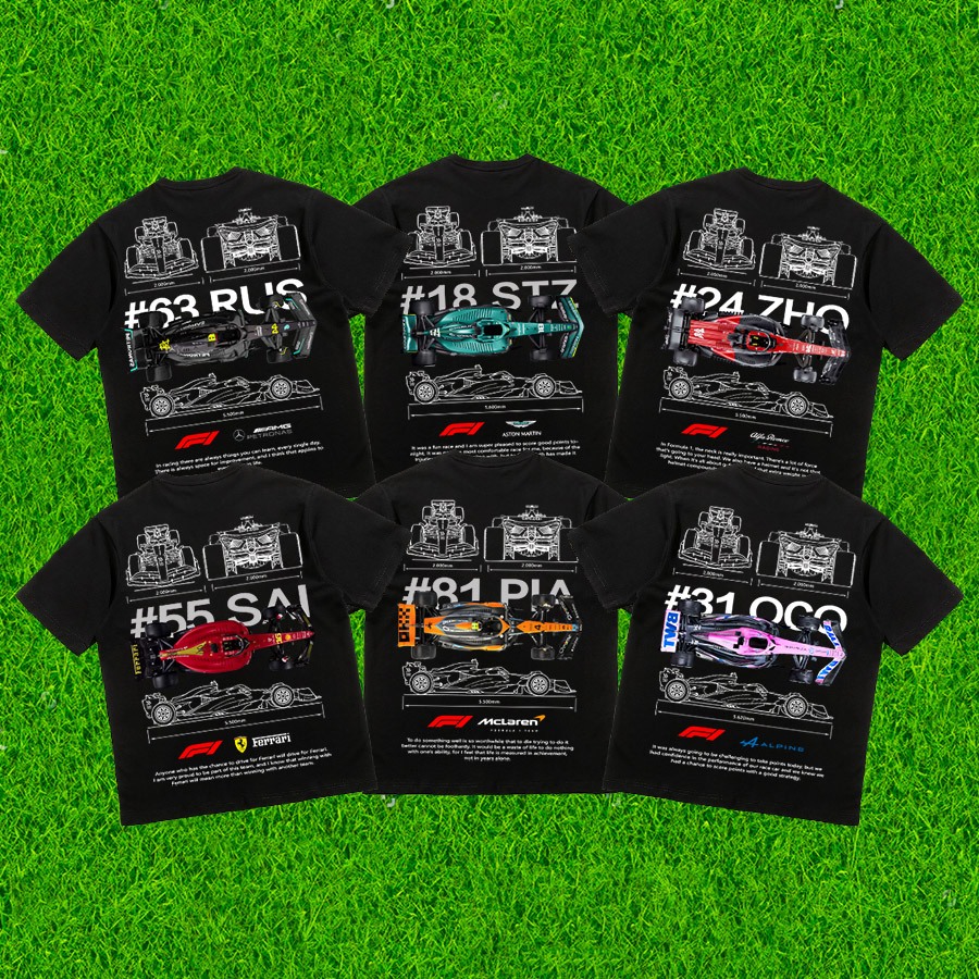 F1 shirt Formula 1 Tshirt Cotton Black Crew Neck Casual JDMTEE BLACK