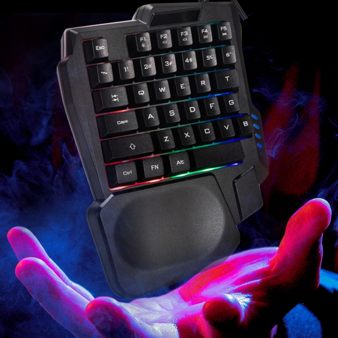 Single handed wired game keyboard ergonomics handheld mini portable ...