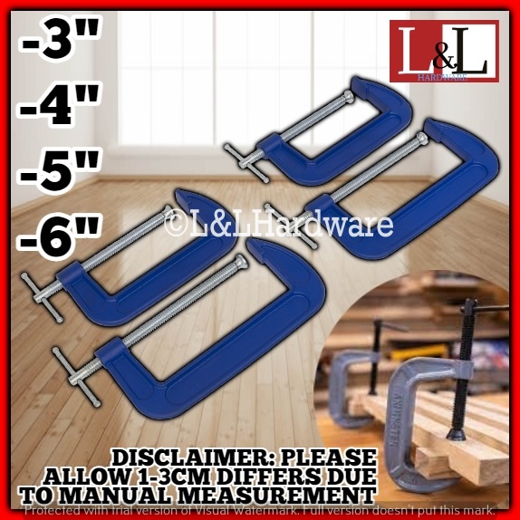 09261 Carpenter Wood Work Heavy Duty C Clamp Malleable Iron Clamp (3 ...