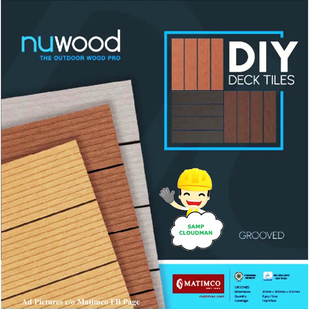 Nuwood DIY Deck Tiles Interlocking Outdoor Wood Tiles 11pcs per Box