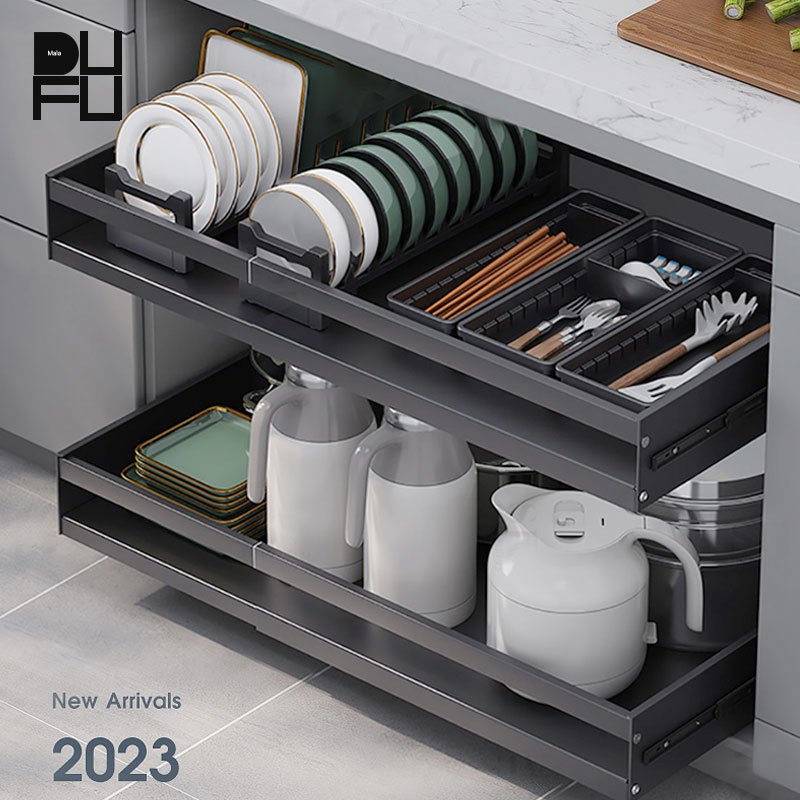 DUFU Stainless Pullout Basket Kitchen Cabinet Multiple Inches Pull Out ...