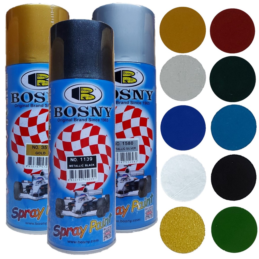 Bosny Acrylic Spray Paint Gold / Metallic Colors / Black Tint