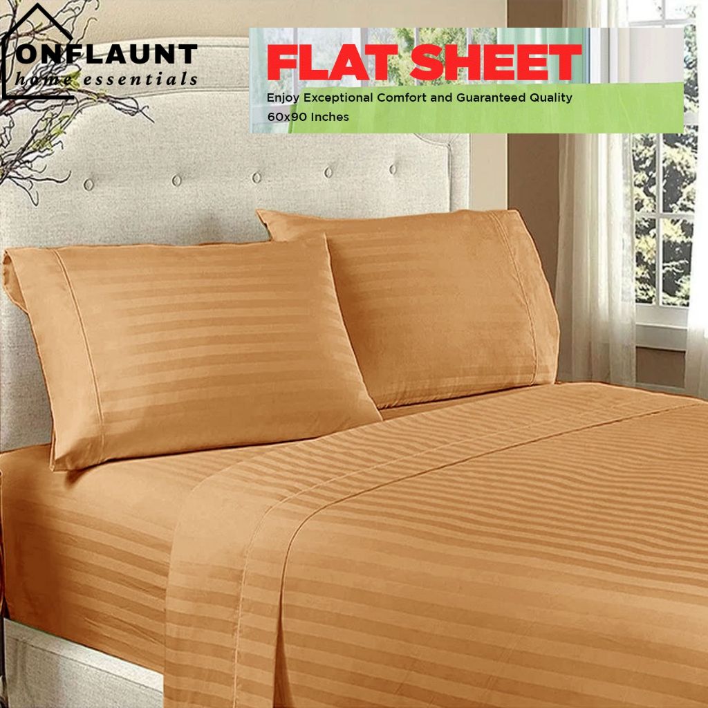 OnFlaunt Blanket Premium Quality Striped Flat Sheet Kumot Plain