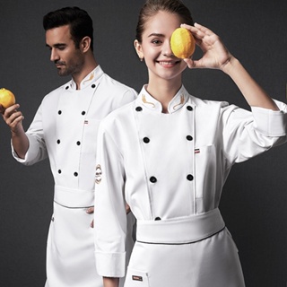 Chef Jacket and Apron for Men Women Restaurant Kitchen Cook Waiter Waitress  Uniform Bakery Bar Cafe Clothes