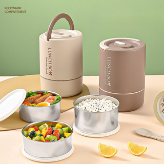 Metal Lunch Food Container, Stainless Steel Lunch Box Sealed Spill Proof  Double Bento Box Convenient With Lid Large Capacity Canteen Steamer Lunch  Box