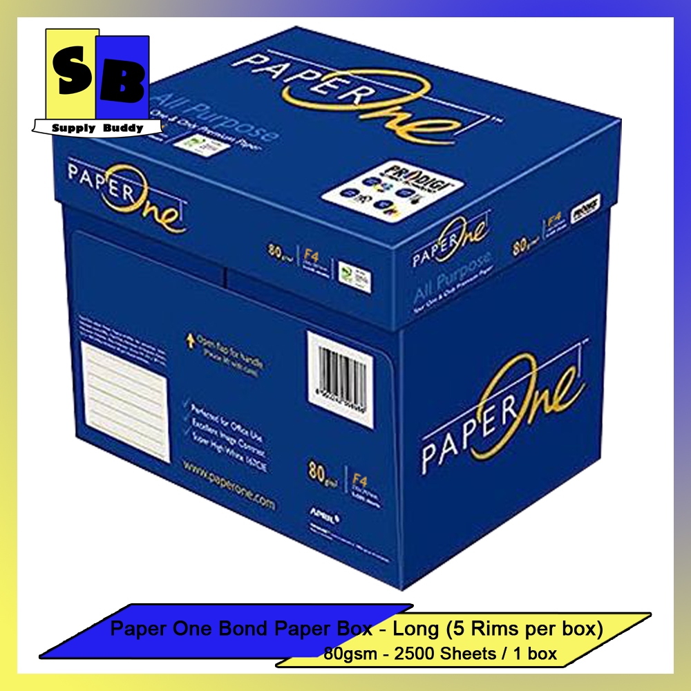 Paper One Bond Paper Box ( Short / A4 / Long ) 80gsm - 5 reams per box ...