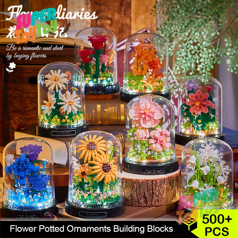 Flowers Cactuses Cotton Rose Building Blocks Flowers Valentine's Day ...