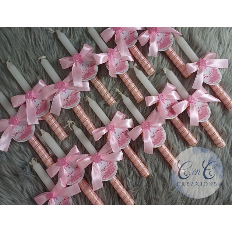 Customized Candle for baptism, birthday, debut (any ribbon color