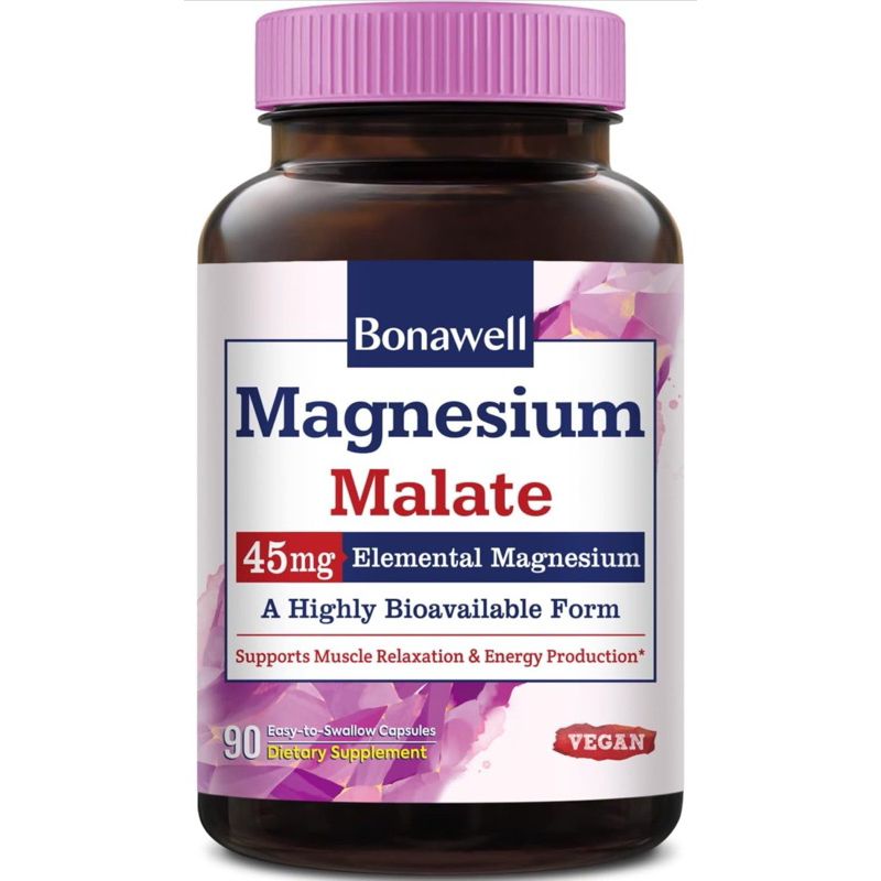 Bonawell Magnesium Malate 45mg Elemental Magnesium 90 easy-to-swallow ...