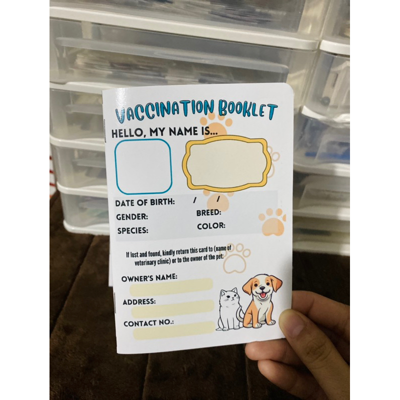 PET VACCINATION CARD | A6 | 25 PCS | Shopee Philippines