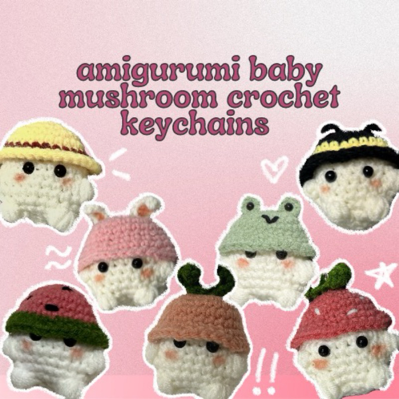 [new designs!] amigurumi baby mushroom crochet keychains Shopee