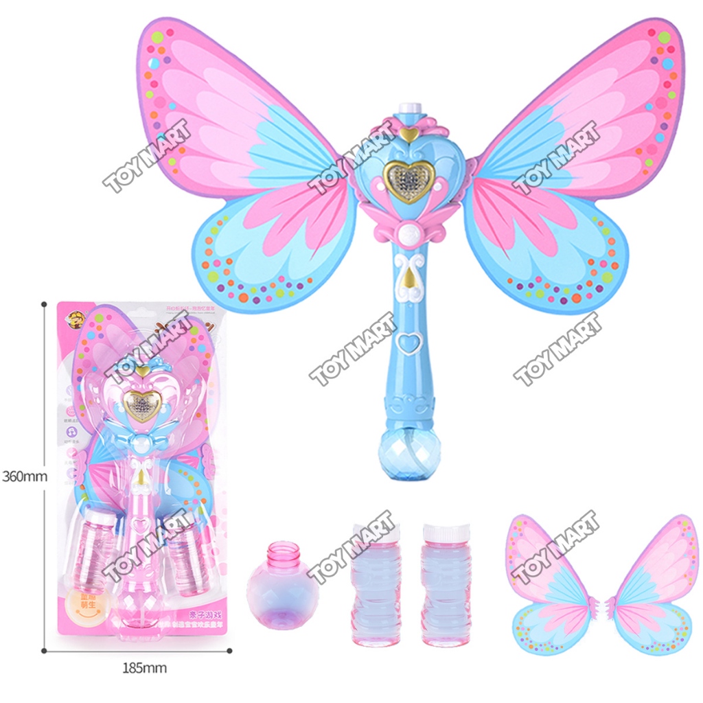 Handheld Butterfly Wand Automatic Bubble Machine with Light and Music ...