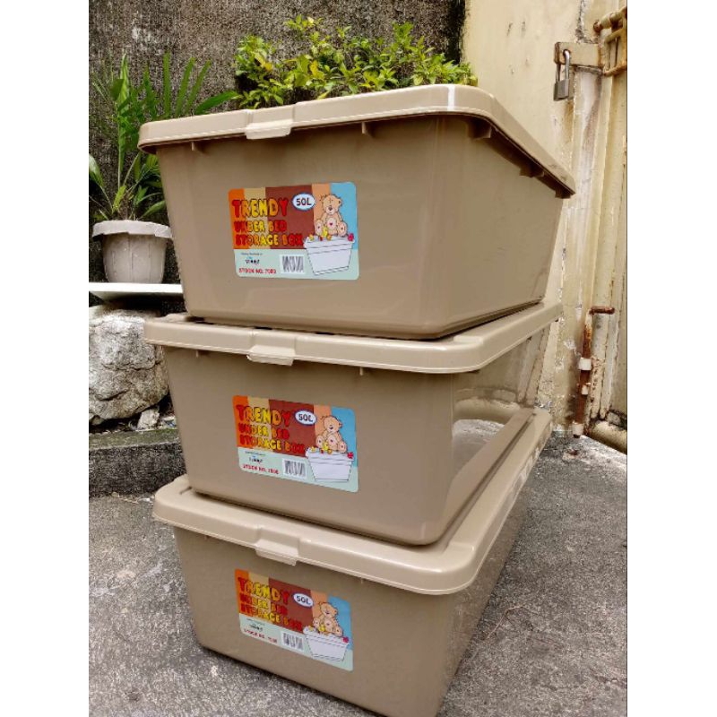 PLASTIC UNDERBED STORAGE BOX COLOR MOCHA/ LIGHT BROWN / CHOCOBROWN