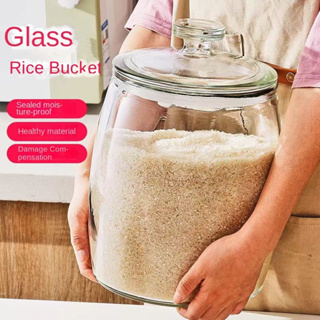 7.5L Glass Airtight Food Storage Container Cereal Rice Dispenser w/ Lids  New