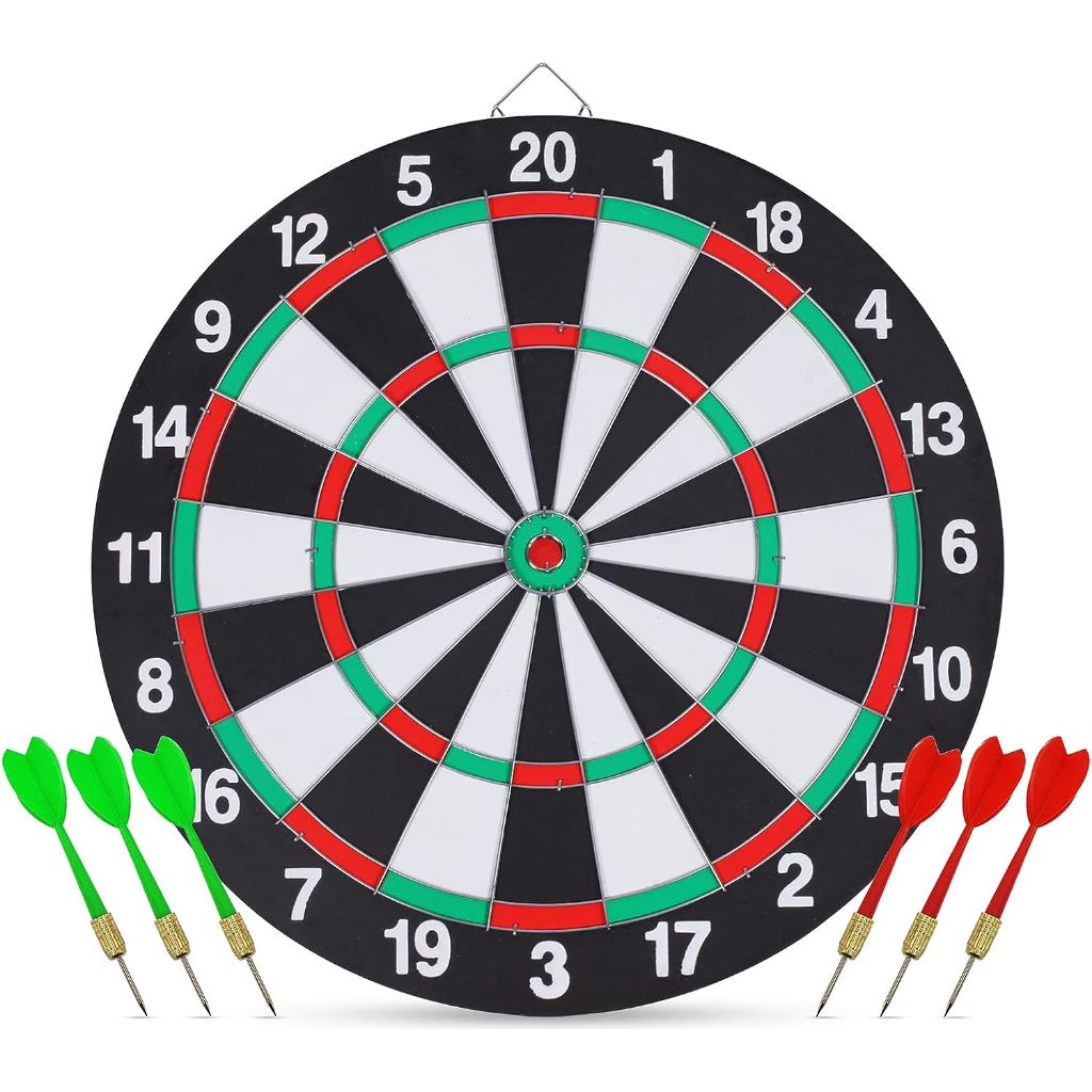 Dart Board Set,DoubleSided 17 Inch Dartboard Game with 6 SteelPlastic