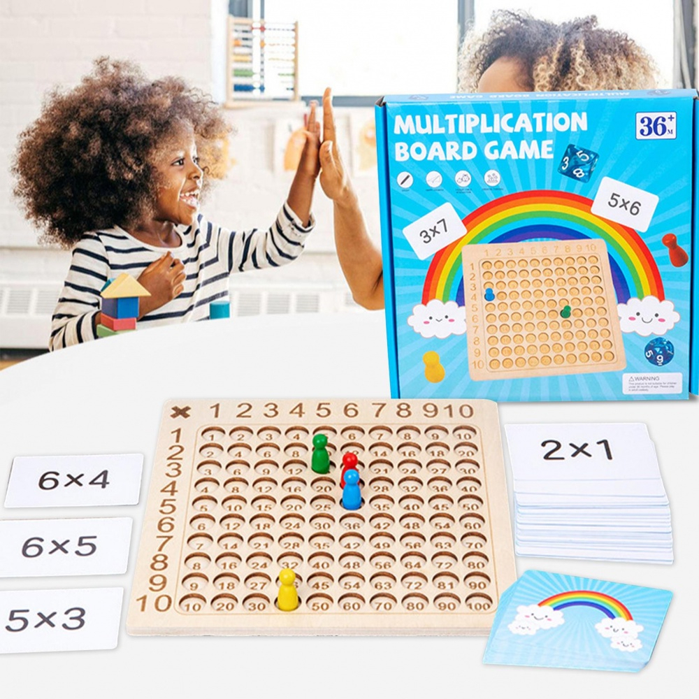 Wooden Montessori Multiplication Board Game, Numbers Multiplication