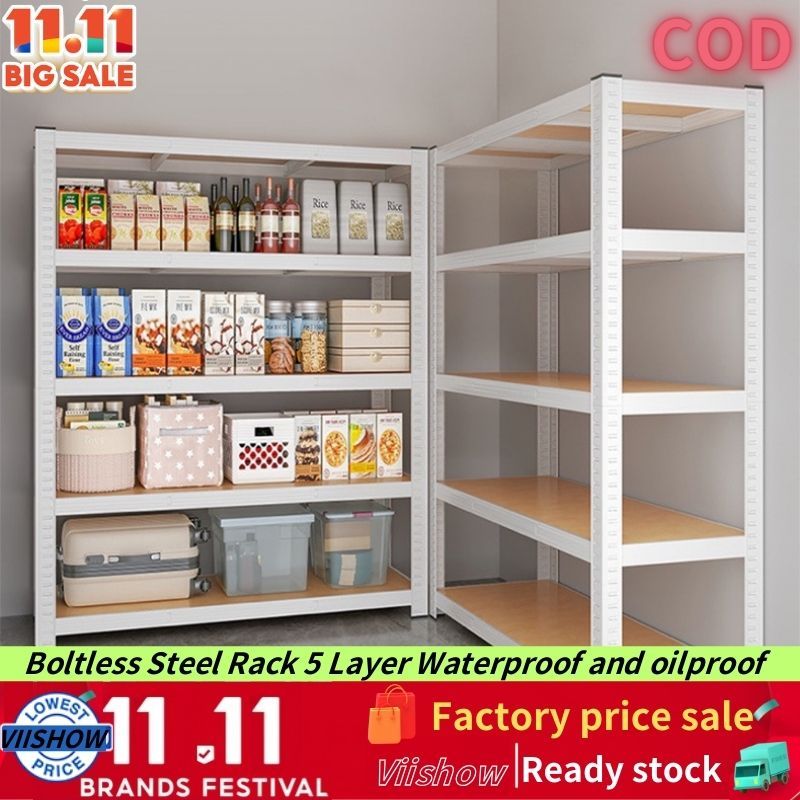 Viishow Boltless Steel Rack 5 Layer Heavy Duty Metal Rack Stainless