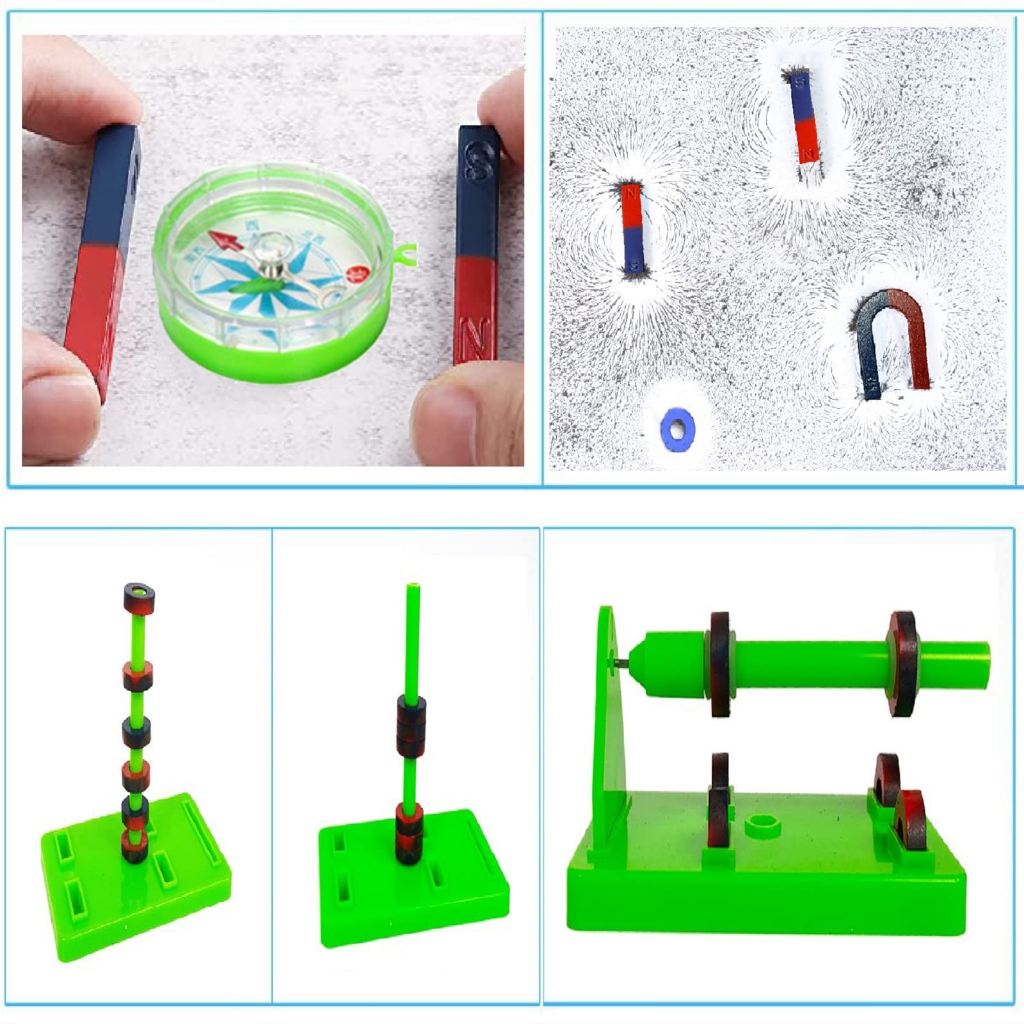 Compass Magnets Set DIY Bar Ring Horseshoe Science Experiment Tool Kids ...
