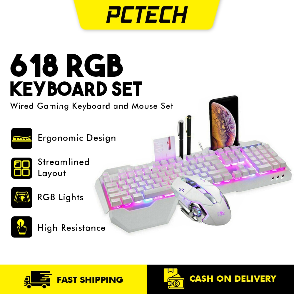 Popcorn 618 RGB Wired Gaming Keyboard And Mouse Set 16 Backlighting