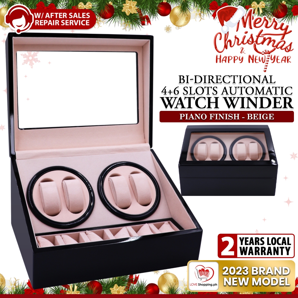 4 Slots Bidirectional Rotation Watch Winder w/ 6 Additional Storage