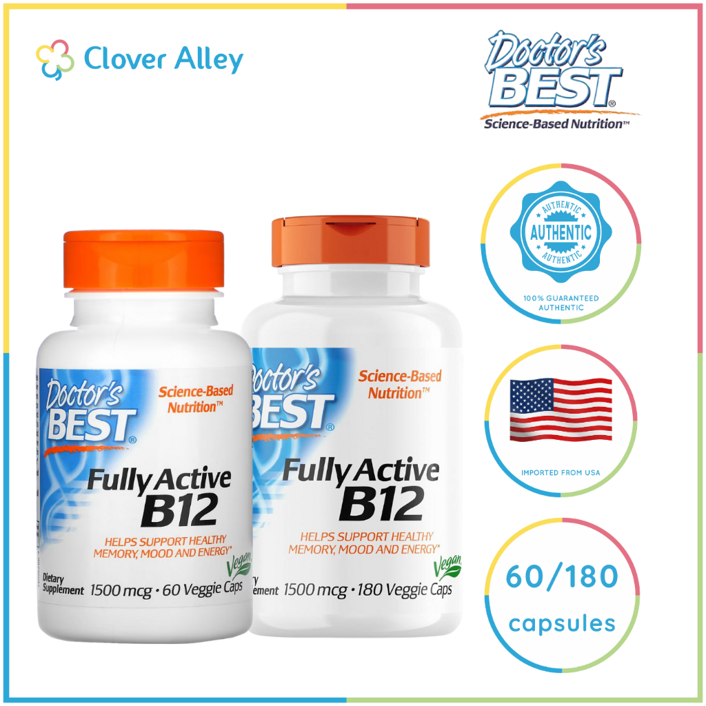 Doctor's Best Fully Active B12, 1,500 Mcg 60/180 Caps (Aug 2025 Expiry ...