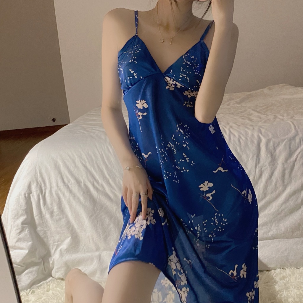 Silk Dress Women's Lingerie Plain Sleepwear Satin Nightdress pajama daster  NightWear