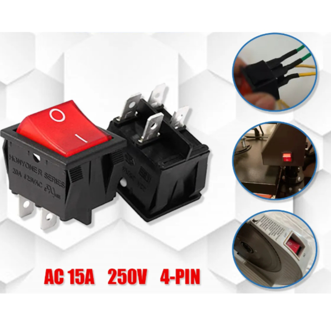 POWER SWITCH ON/OFF, 15A 250v AC with 4 PIN,FOR VIDEOKE MACHINE/PISONET ...