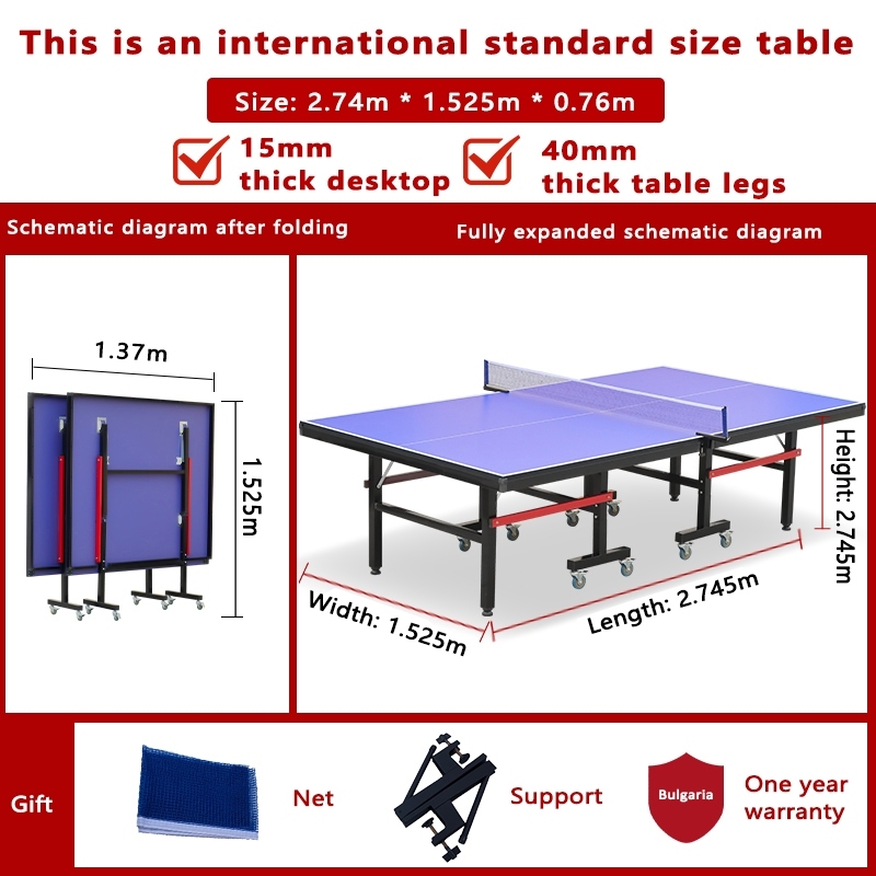 Standard foldable table tennis table home and outdoor leisure sports table with wheels Shopee