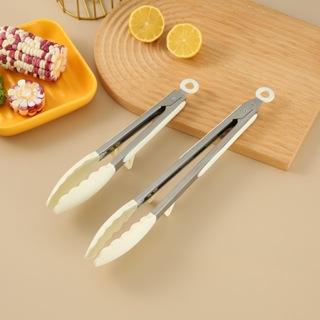 1pc Silicone Food Tongs, Simple Cooking Tongs With Slotted Silicone Tips  For Kitchen, Baking