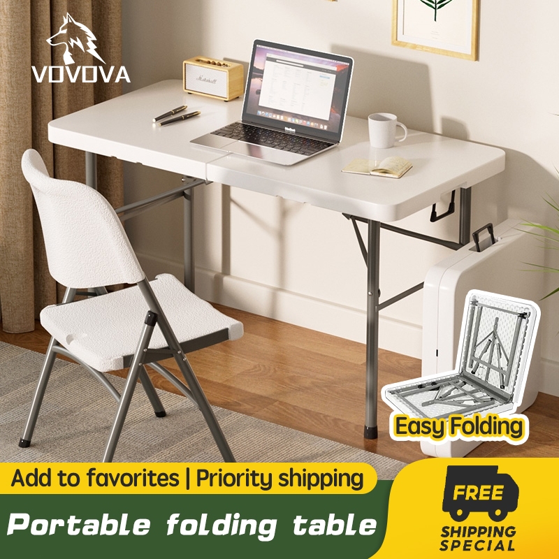 VOVOVA 6FT Foldable Table Office Desk Folding Computer Table Camping