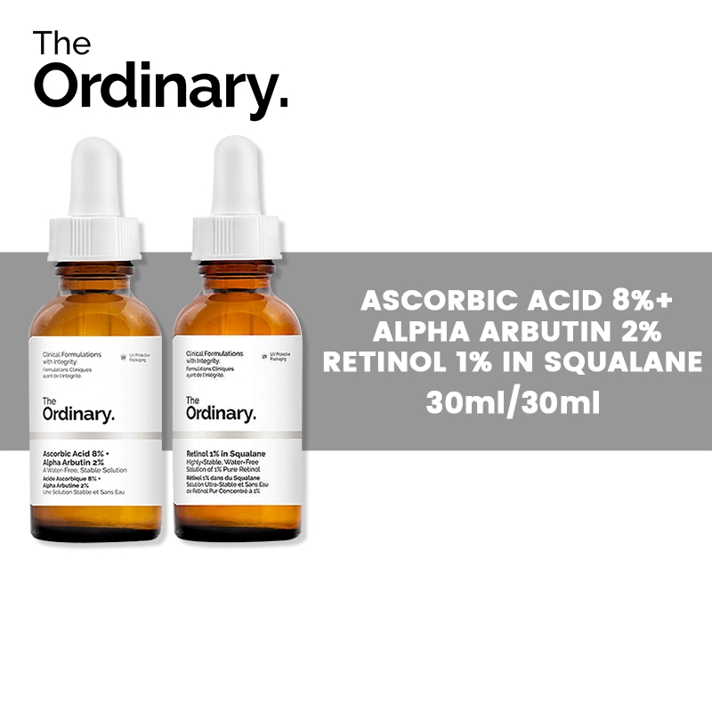 The Ordinary Ascorbic Acid 8 + Alpha Arbutin 2 +Vitamin C & Retinol