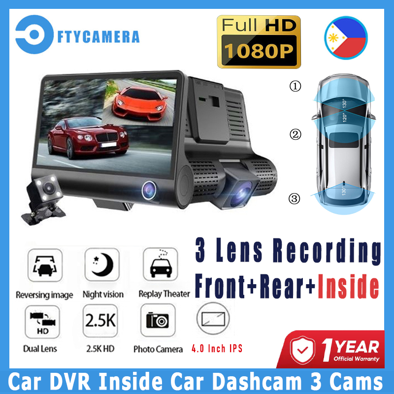 Car Camera Front And Back 3 in 1 Dashcam HD 1080P 60fps Car Wide Angle
