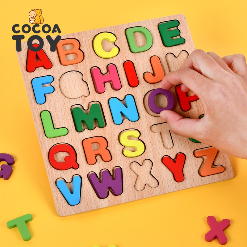 Cocoa ABC Alphabet Digital Puzzle Wooden Toys Education Learning ...