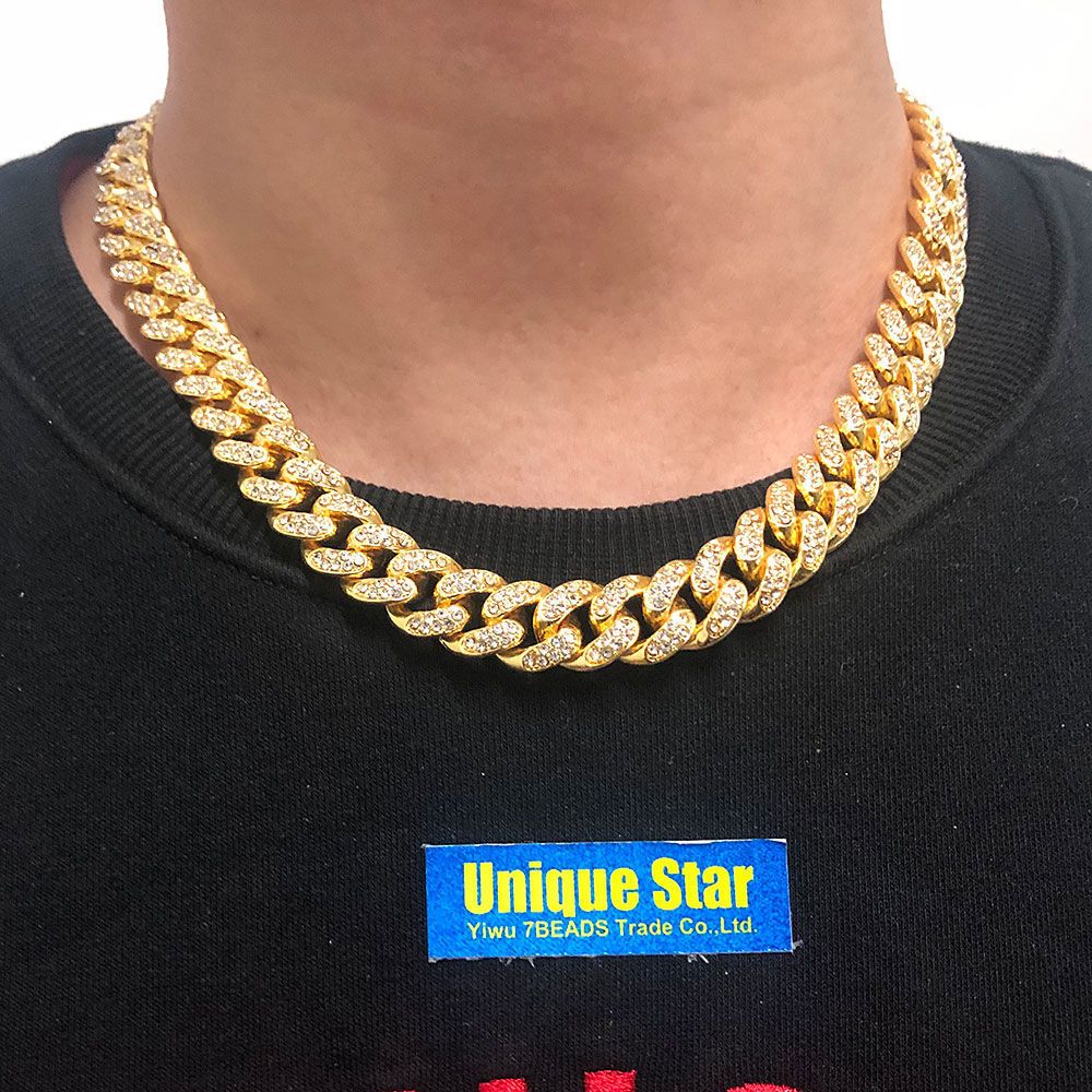 THKL 18K Gold Plated Hip Hop AAA Bling Cuban Chain 2 Row Iced Out ...