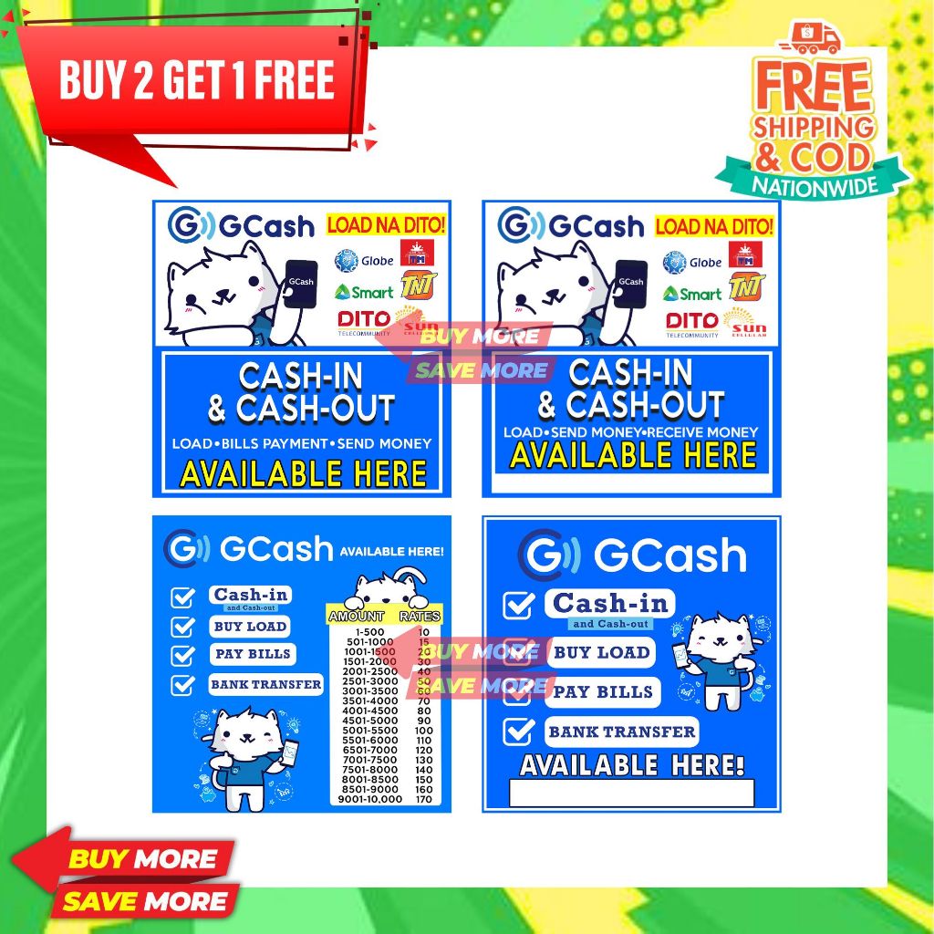 1 GCASH TARP WITH LOAD / BILLS PAYMENT / SEND MONEY TARPAULIN COD