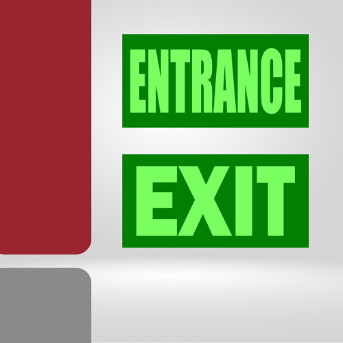 Luminous Entrance/Exit signage glow in the dark cut out sticker on 3mm ...