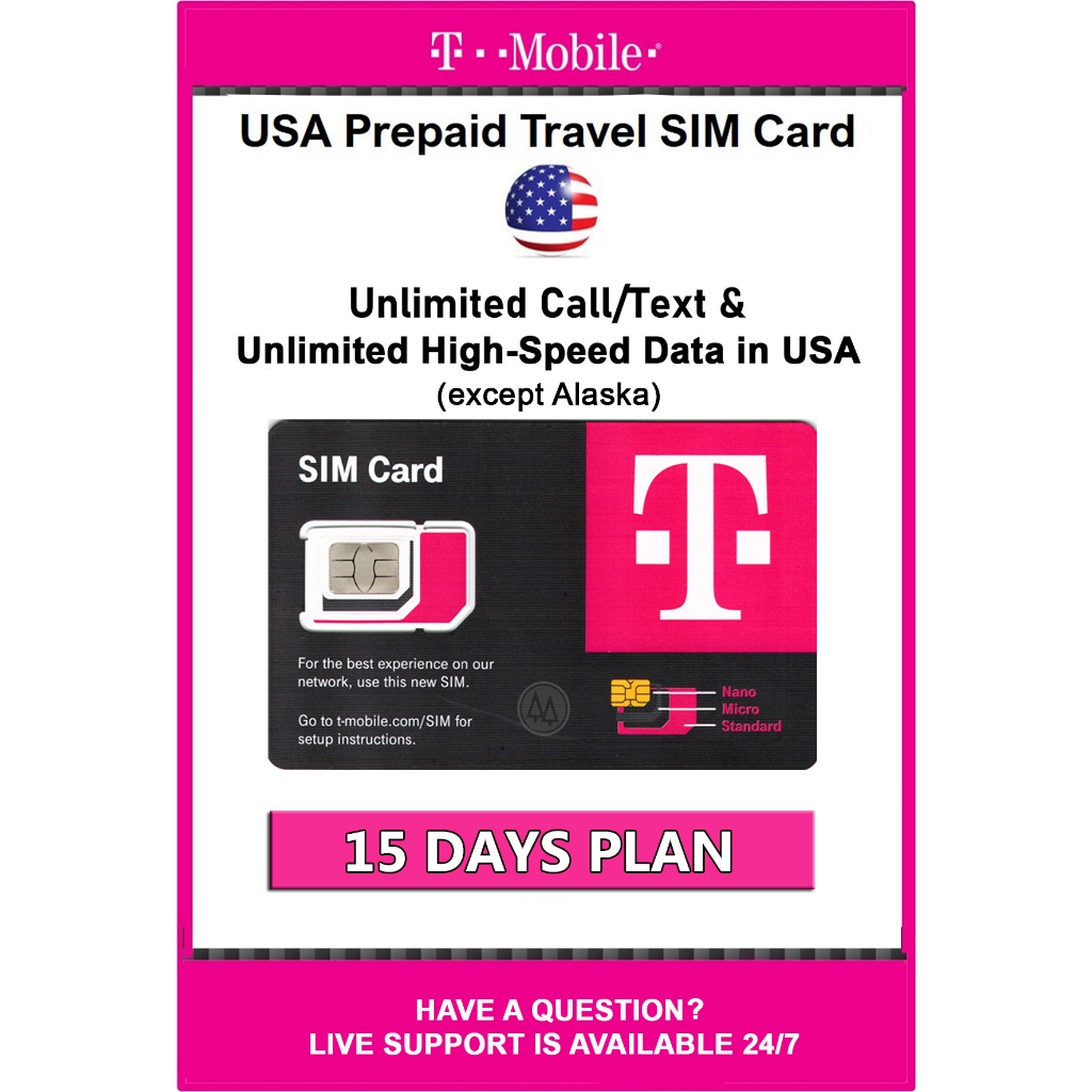 TMobile USA Prepaid Travel SIM Card Unlimited Call, Text and High