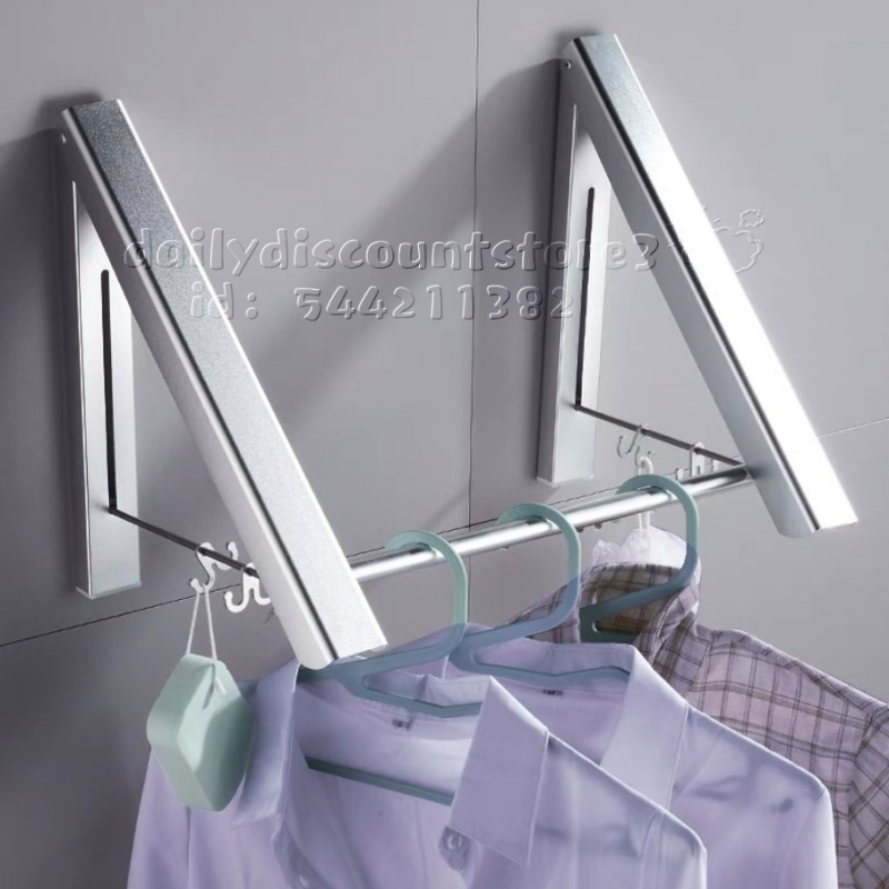 Retractable Folding Clothes Rack Wall Hanger Clothes Organizer Drying