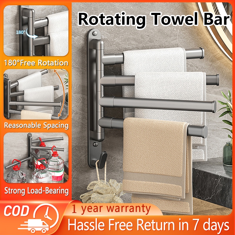 Manuyama Towel Rack Rotating Swing Arm bathroom Hanger Closet Organizer