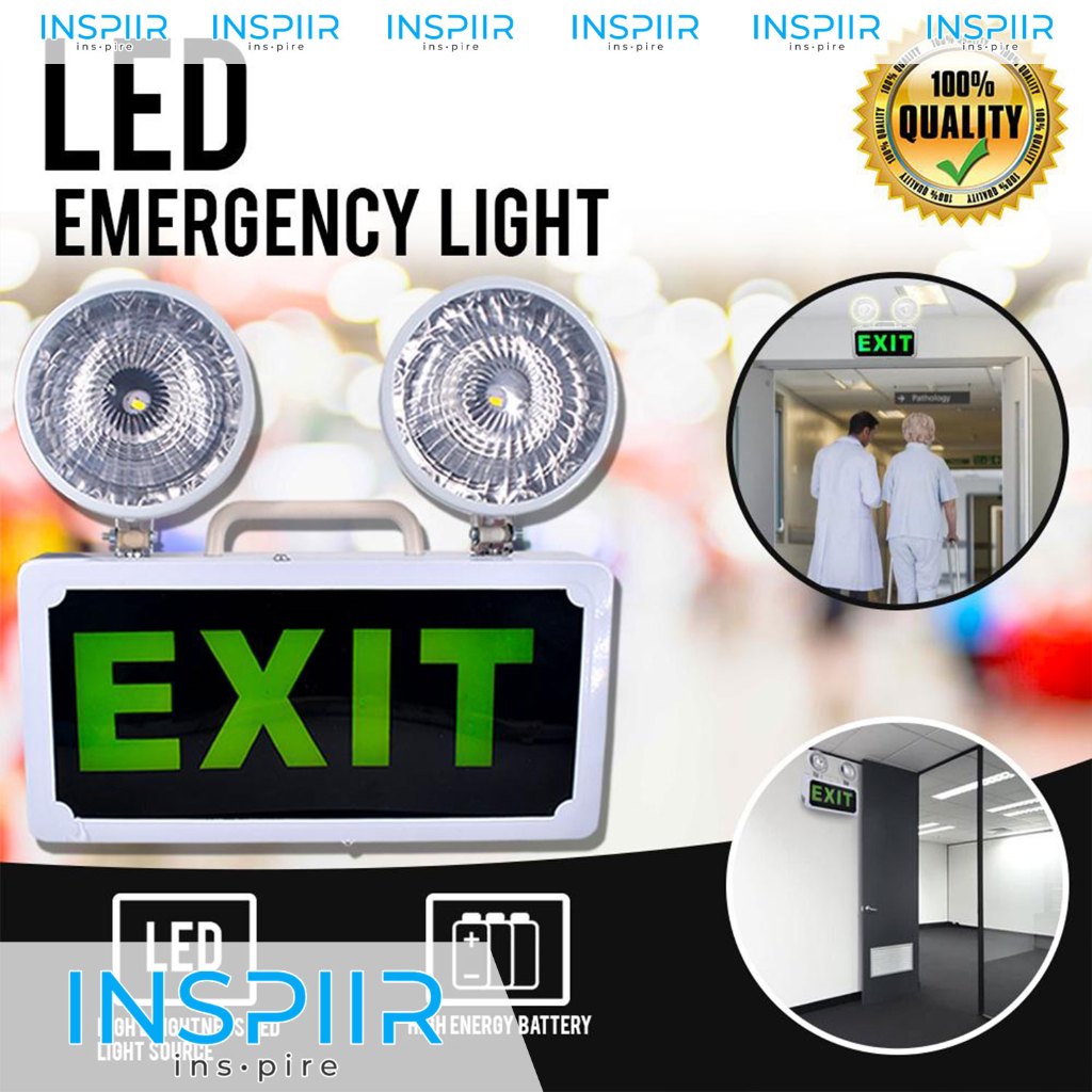 INSPIIREnhance Safety with the Automatic LED Emergency Lights Green Exit Sign & Emergency Light