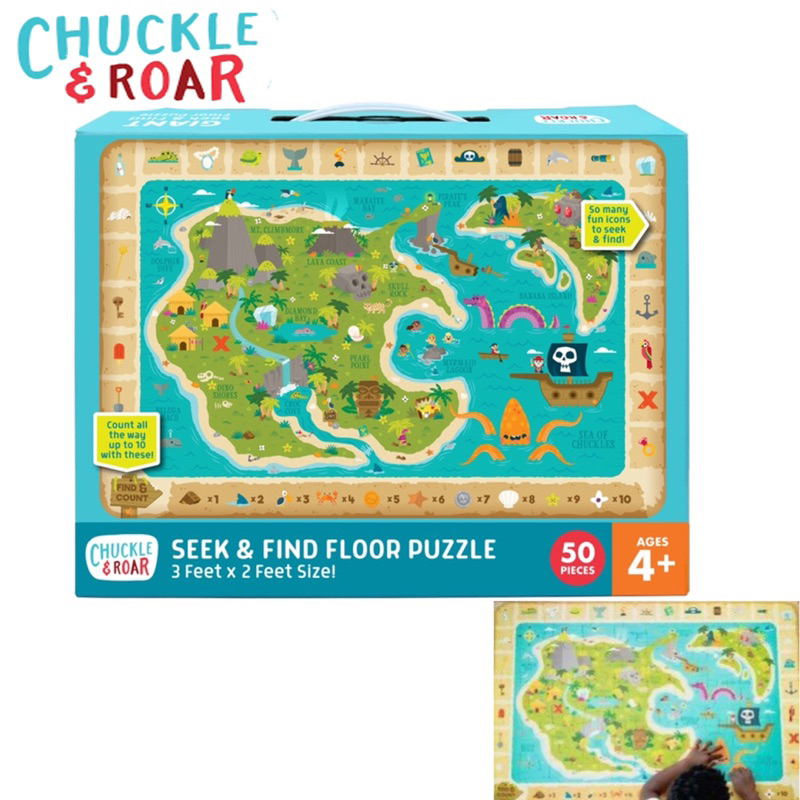 Chuckle and Roar Seek & Find Treasure Map Educational Jigsaw Floor Big ...