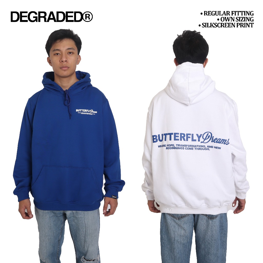 White blue butterfly hoodie hotsell