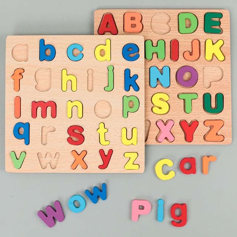 Alphabet Digital Puzzle Wooden Toys Kid Number Letter shape Matching ...