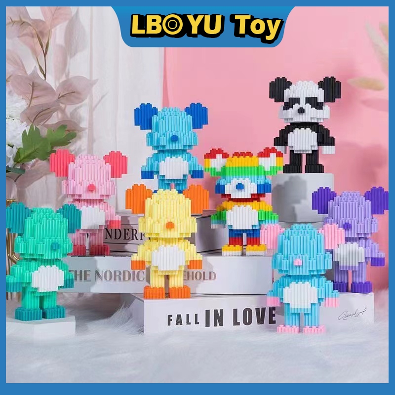 LBOYU Bear Blocks Building Blocks Cartoon Series Educational Toys Kaws toy Shopee Philippines