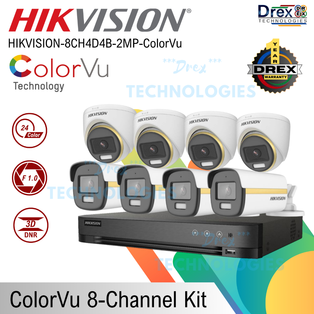 Hikvision TVI-8CH4D4B-2MP ColorVu 8Channel CCTV Package Kit | Shopee ...