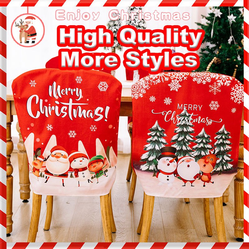 Christmas Chair Cover Santa Red Hat Chair Back Covers Christmas