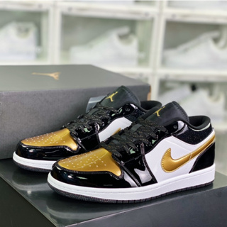 Air Jordan 1 AJ1 Low SE GS Gold Toe Black Metallic Gold White BasketBall  Shoes Unisex DR6970-071