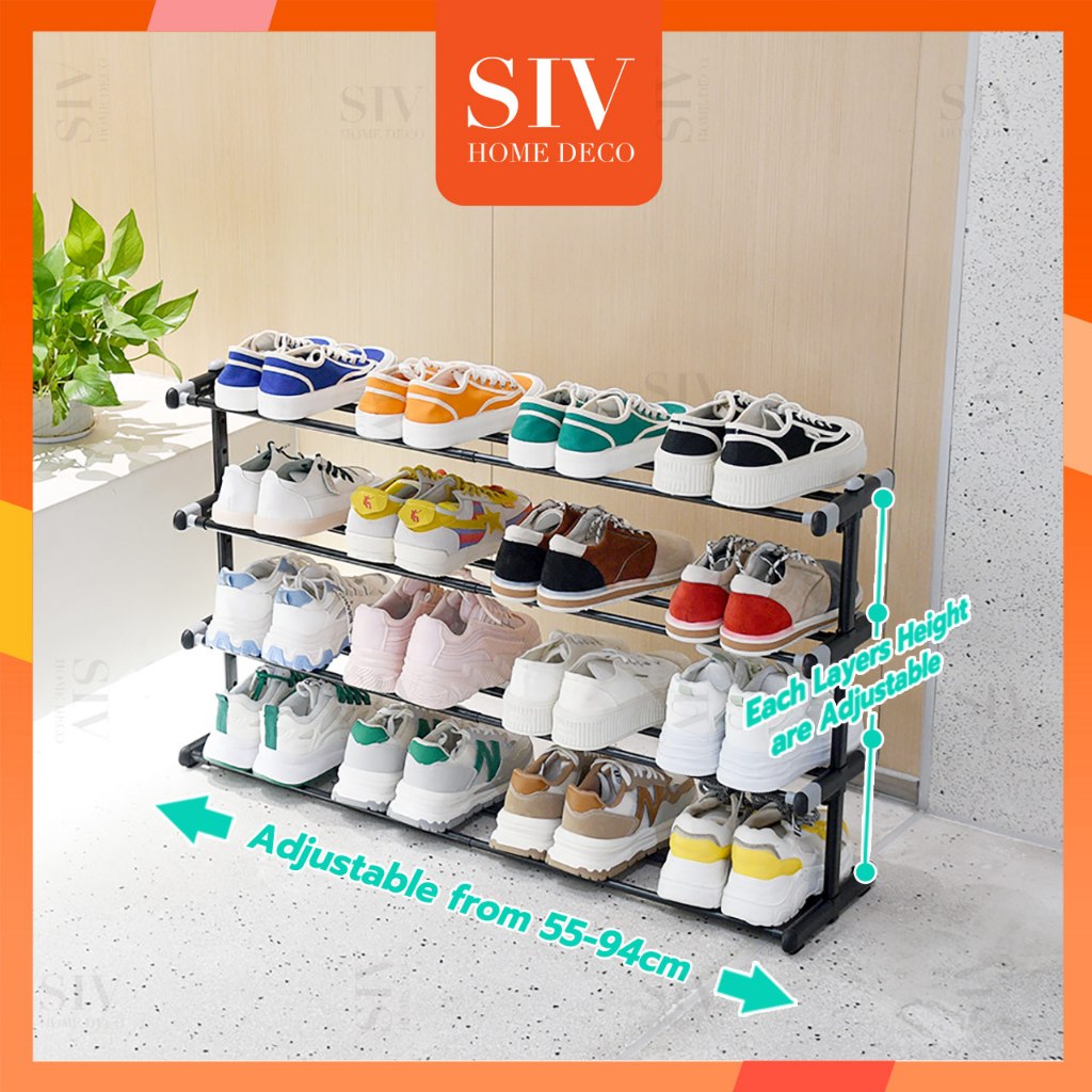 SIV Tiers Expandable Shoe Rack,Adjustable Shoe Shelf Storage Organizer  Heavy Duty Metal Free Stand